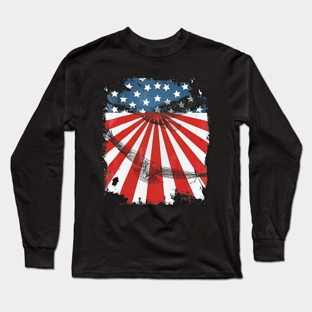 Bald Eagle Shirt. 4th of July Shirts USA American Flag Long Sleeve T-Shirt by TerronesAdrianer